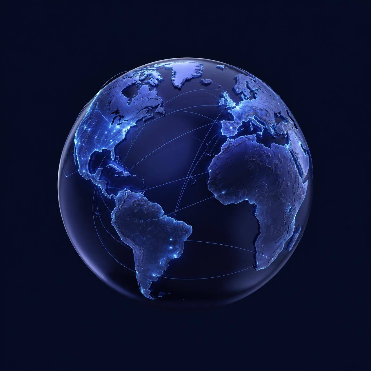 Globo 3D com conexões financeiras internacionais